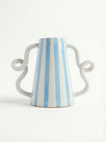 Artisan Striped Amphora with Sculptural Handles - Image 4