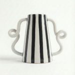 Artisan Striped Amphora with Sculptural Handles