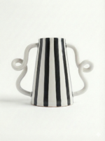 Artisan Striped Amphora with Sculptural Handles
