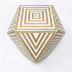 Modern Geometric Wood & Bone Inlay Side Table