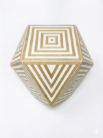 Modern Geometric Wood & Bone Inlay Side Table