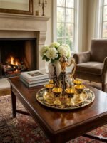 Exquisite Ornate Black & Gold Beverage Set with Tray - 8 Piece - Image 3